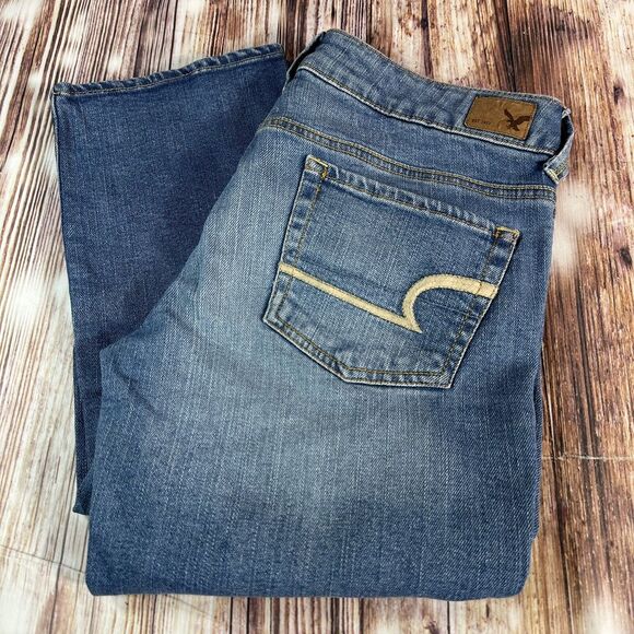 American Eagle ARTIST CROP Womens Size 6 Blue Low Rise Jeans Denim Pants 31x25.5 - Picture 10 of 10